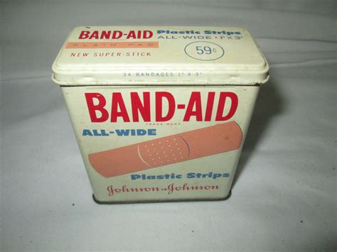 metal band aid boxes|vintage band aid box.